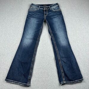 SILVER Jeans Womens SUKI Boot Cut Denim 30x29 Low Rise Thick Stitch Cowboy Rodeo